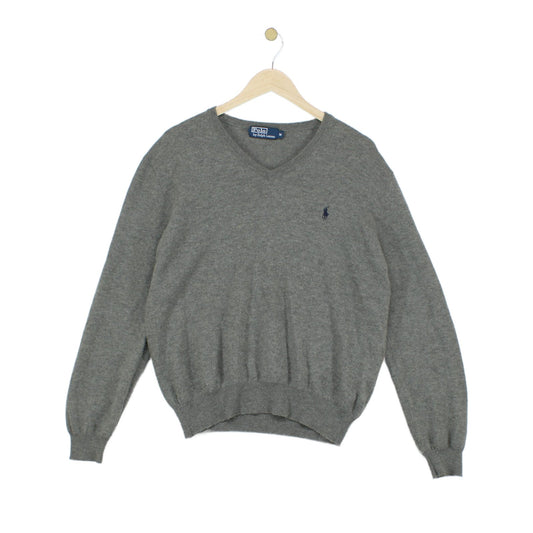 Mens V-Neck Jumper Long Sleeve Merino Wool
