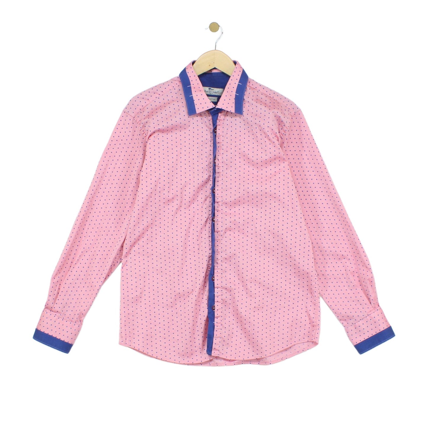 Mens Polka Dot Shirt Long Sleeve Button Up