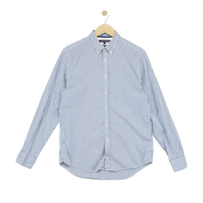 Mens Striped Shirt Button Up Long Sleeve Classic