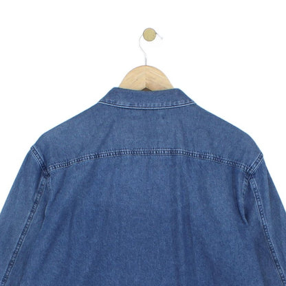 Mens Denim Shirt Button Up Long Sleeve