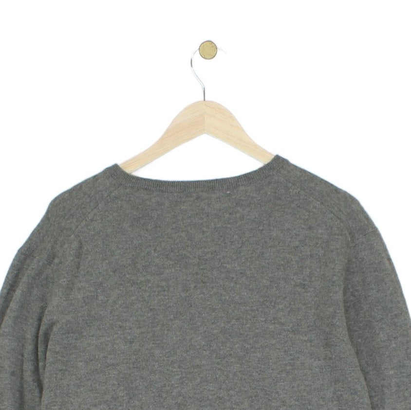Mens V-Neck Jumper Long Sleeve Merino Wool