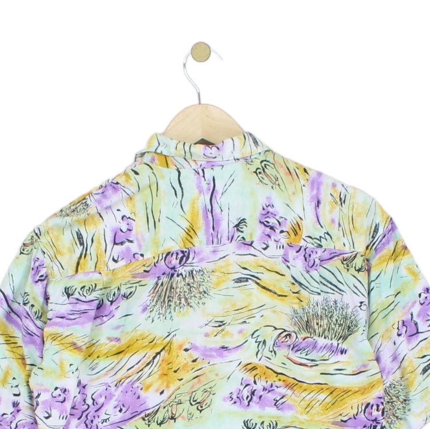Mens Vintage Viscose Shirt Abstract Short Sleeve
