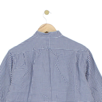 Mens Check Shirt Long Sleeve Classic Grandad Collar