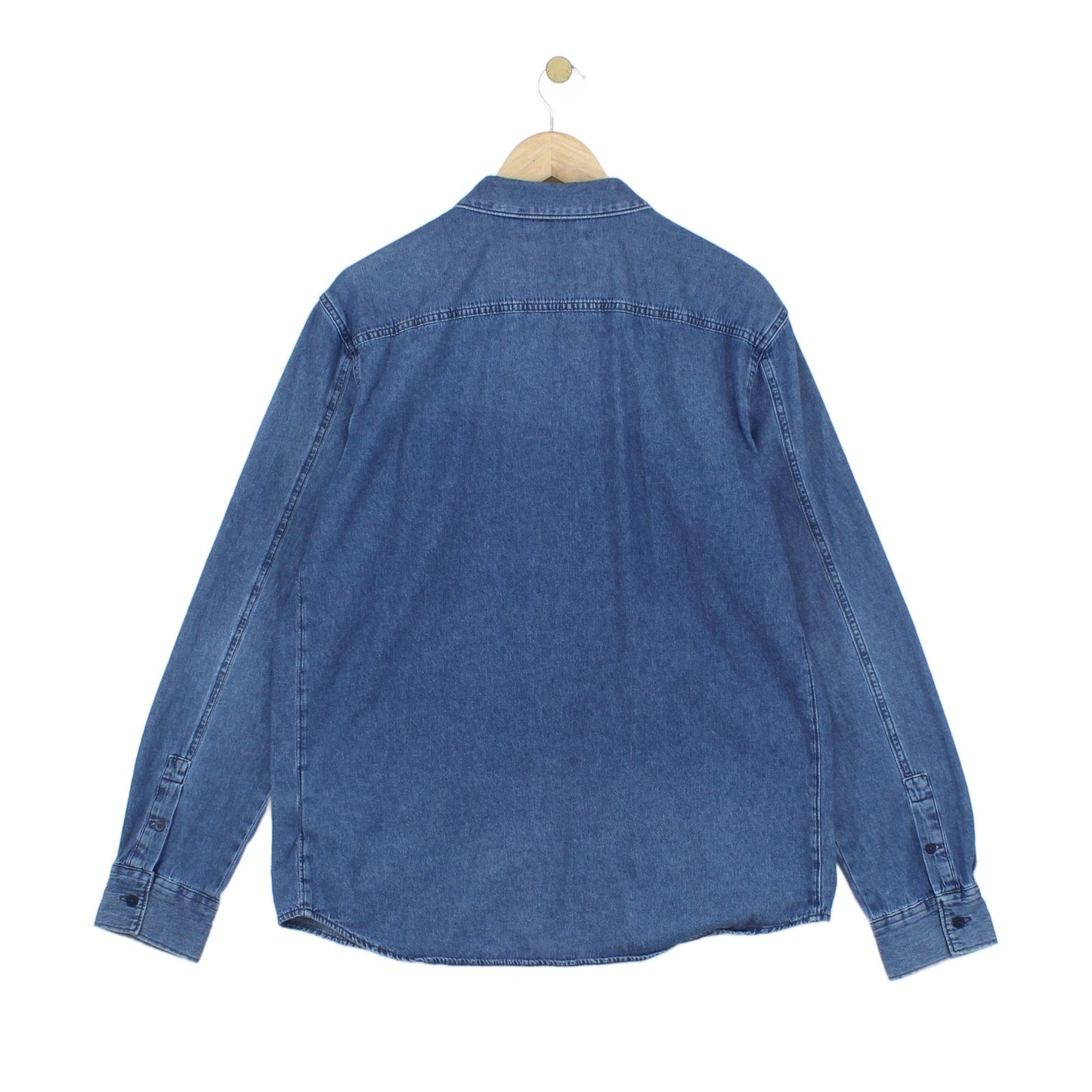 Mens Denim Shirt Button Up Long Sleeve