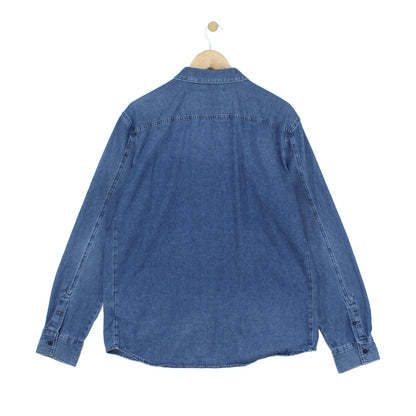 Mens Denim Shirt Button Up Long Sleeve