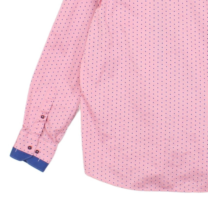Mens Polka Dot Shirt Long Sleeve Button Up