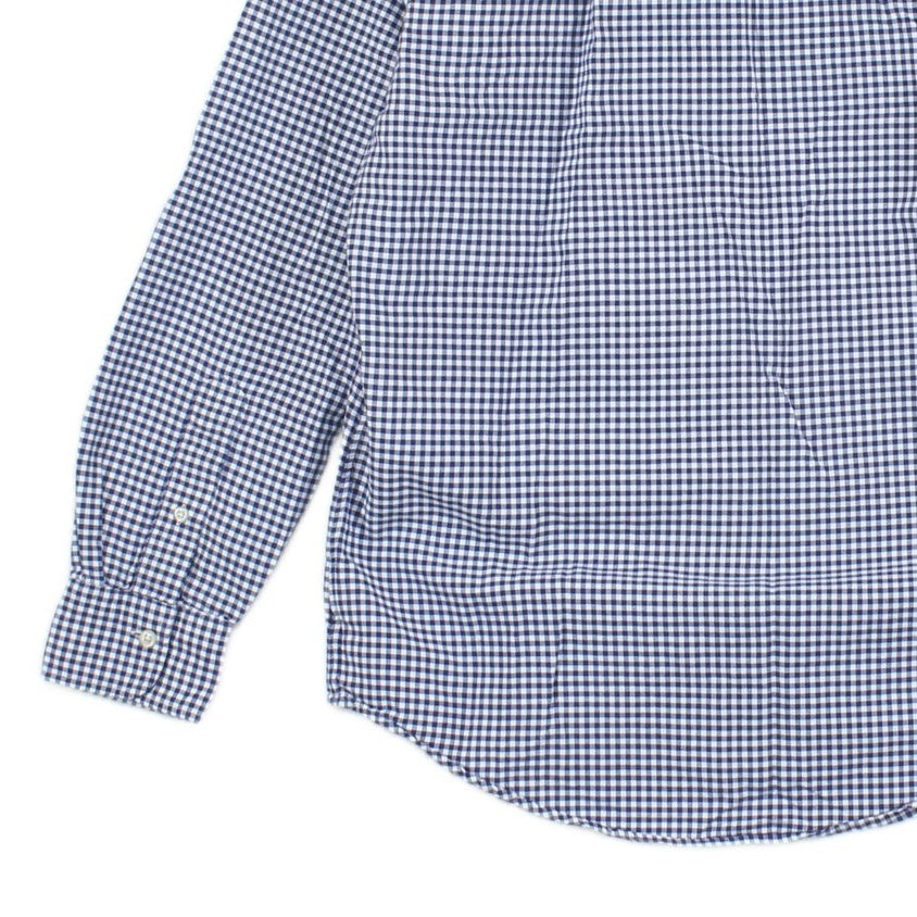 Mens Check Shirt Long Sleeve Classic Grandad Collar