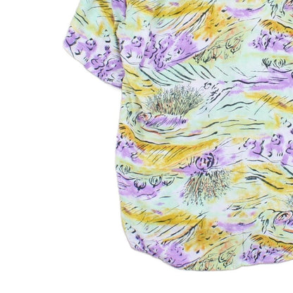 Mens Vintage Viscose Shirt Abstract Short Sleeve