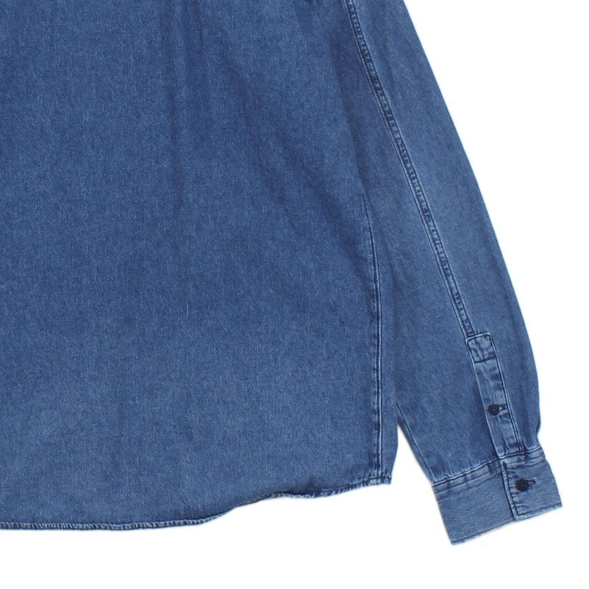Mens Denim Shirt Button Up Long Sleeve