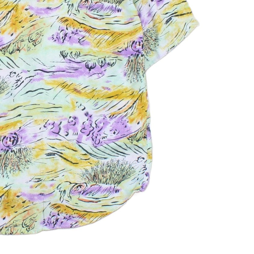 Mens Vintage Viscose Shirt Abstract Short Sleeve