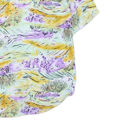 Mens Vintage Viscose Shirt Abstract Short Sleeve