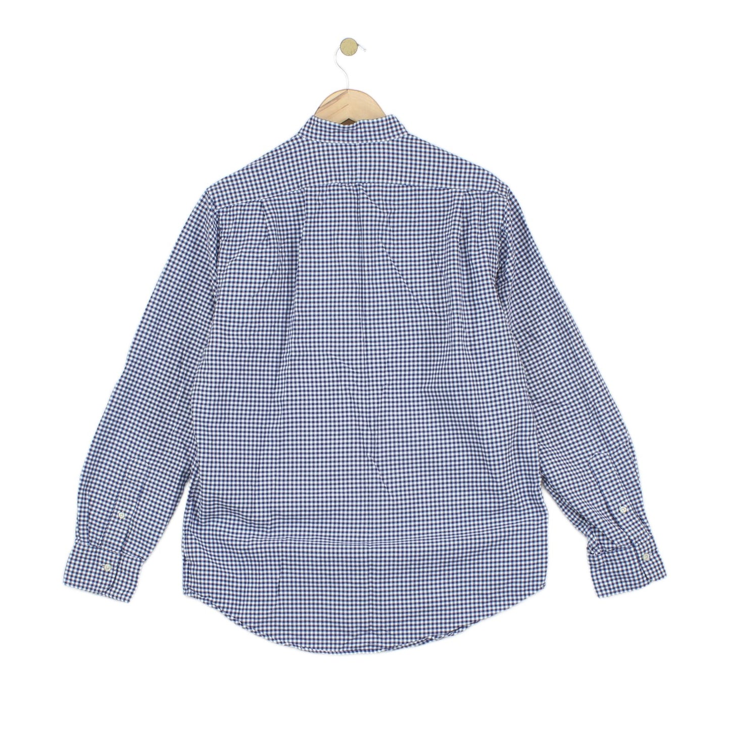 Mens Check Shirt Long Sleeve Classic Grandad Collar