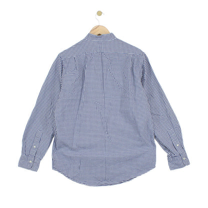 Mens Check Shirt Long Sleeve Classic Grandad Collar