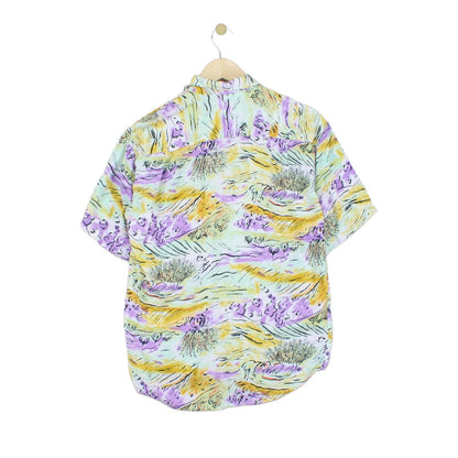 Mens Vintage Viscose Shirt Abstract Short Sleeve