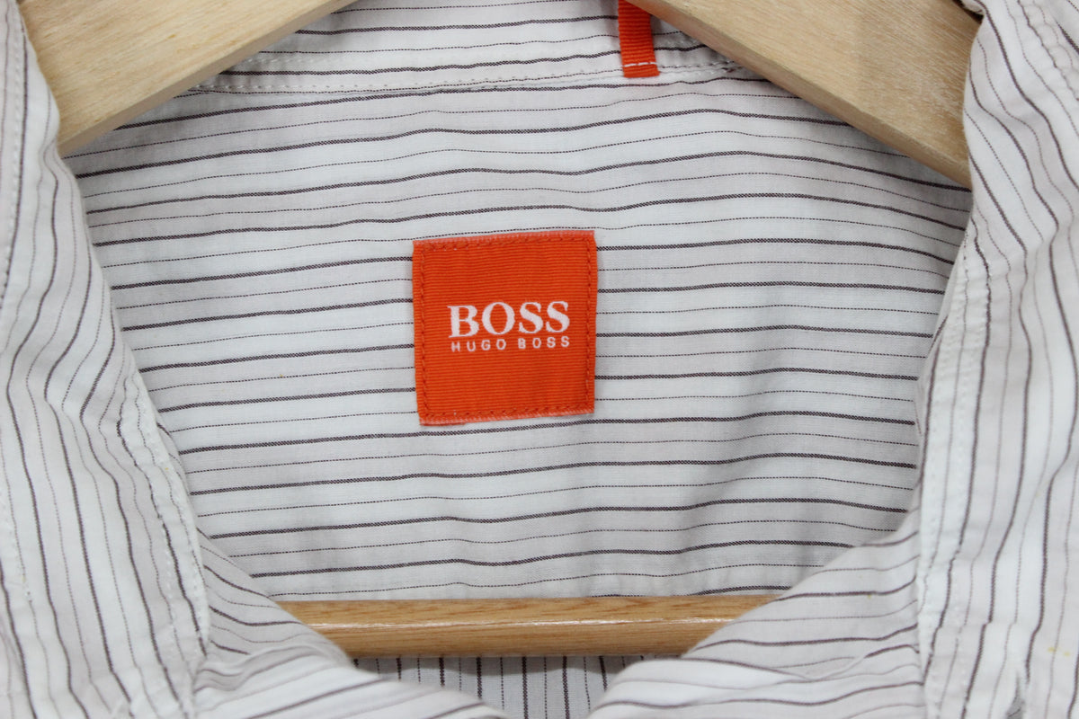 Mens Striped Shirt  Short Sleeve Button Up
