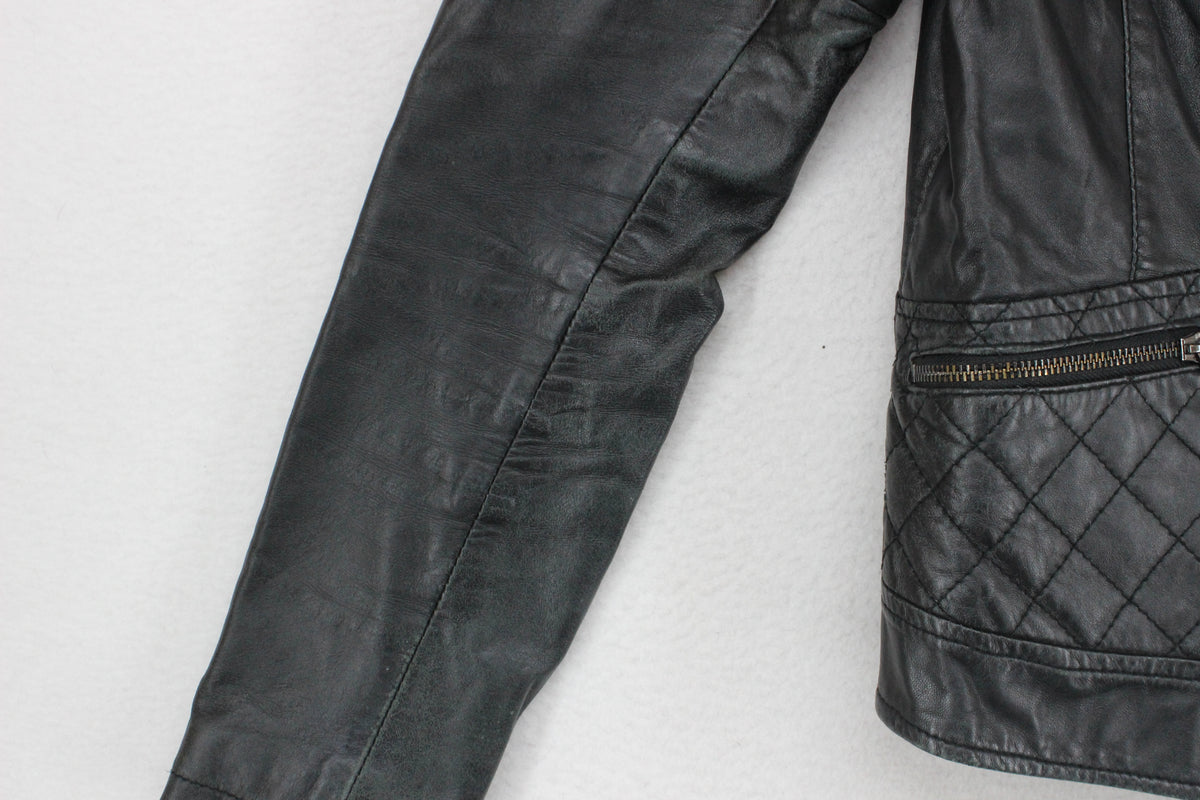 Womens Leather Jacket Full Zip Biker