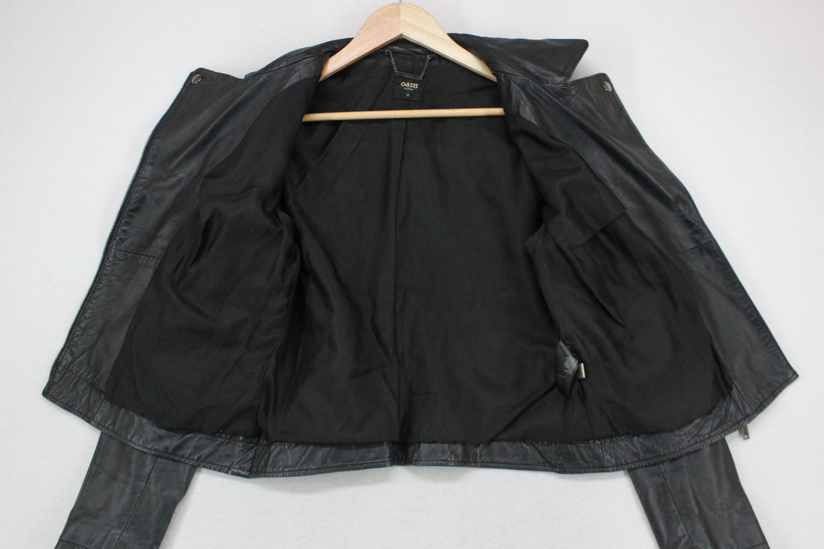 Womens Leather Jacket Full Zip Biker