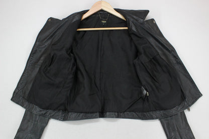 Womens Leather Jacket Full Zip Biker