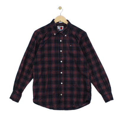 Mens Corduroy Plaid Shirt Long Sleeve