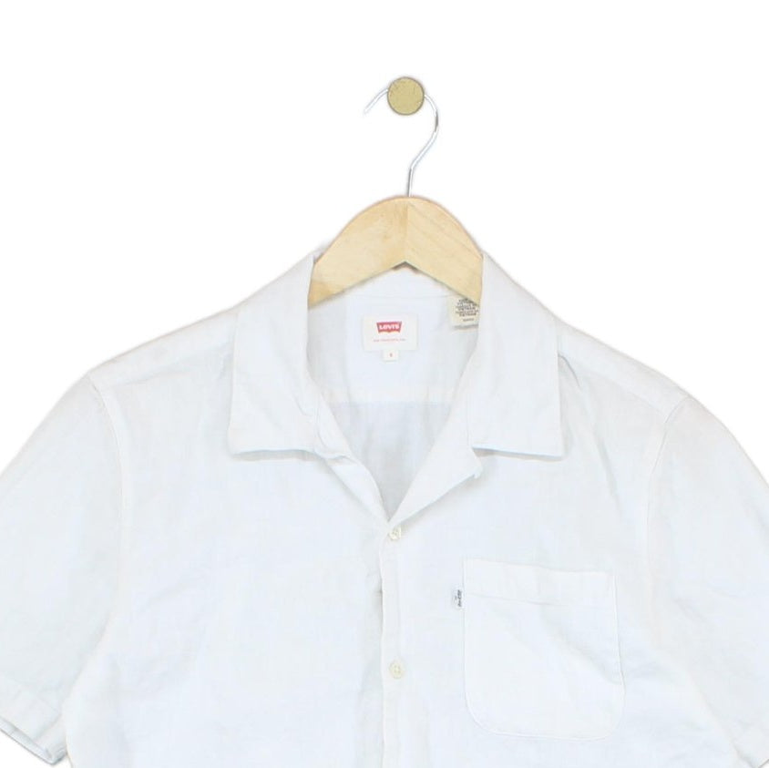 Mens Shirt Short Sleeve Button Up Summer Revere Collar