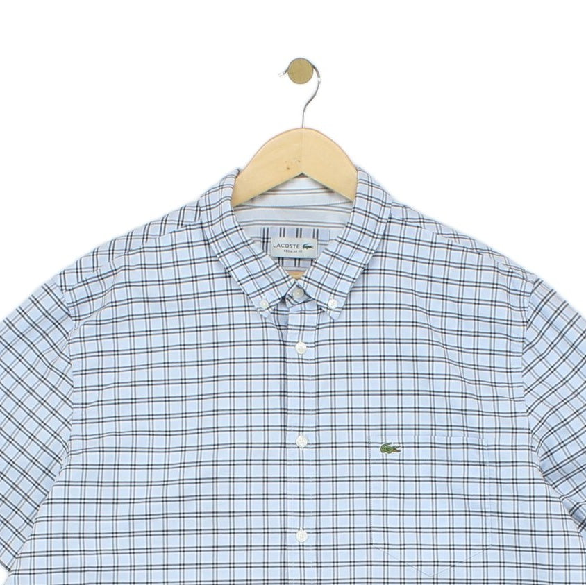 Mens Check Shirt Short Sleeve Button Up