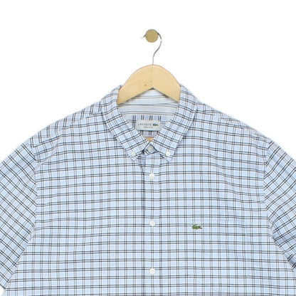 Mens Check Shirt Short Sleeve Button Up