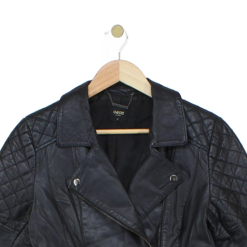 Womens Leather Jacket Full Zip Biker