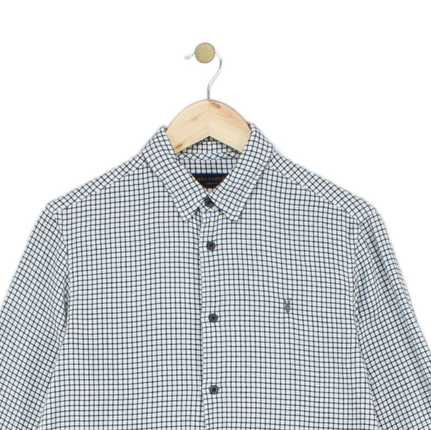 Mens Shirt Check Button Up Long Sleeve