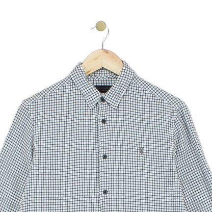 Mens Shirt Check Button Up Long Sleeve