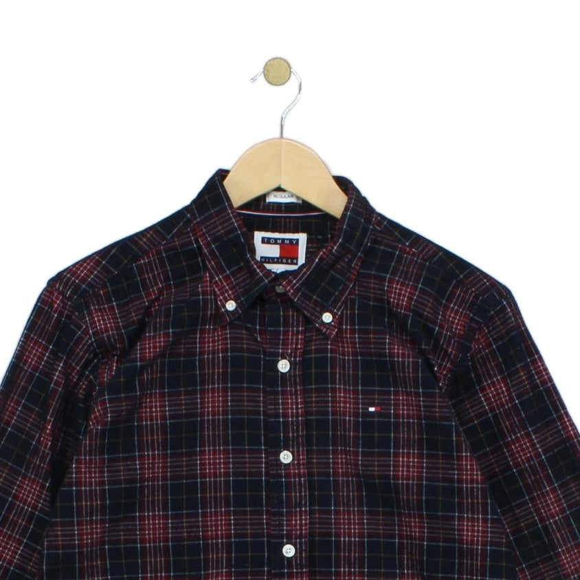 Mens Corduroy Plaid Shirt Long Sleeve
