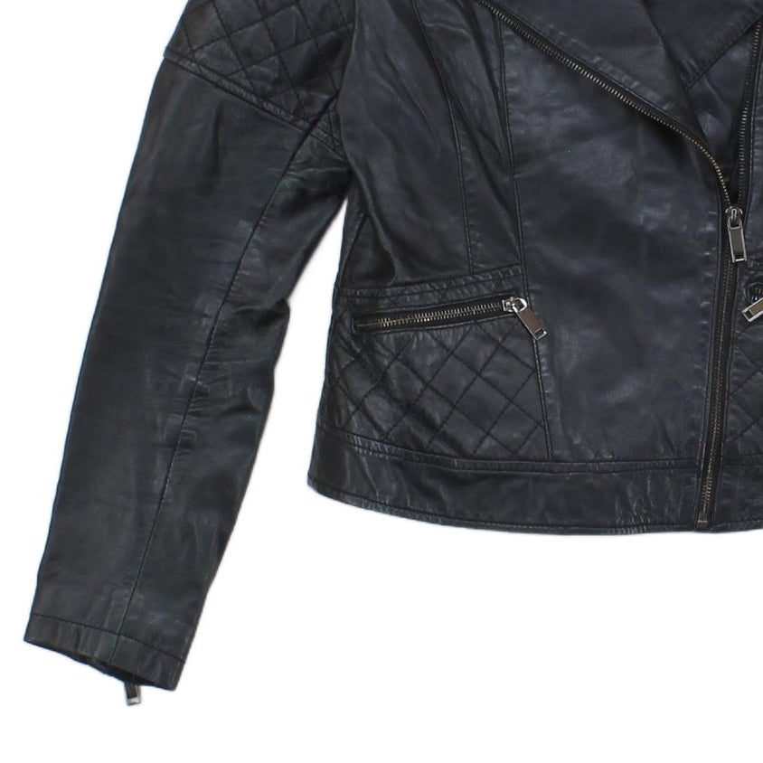 Womens Leather Jacket Full Zip Biker