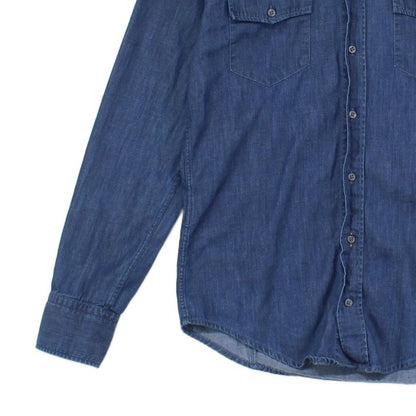 Mens Denim Shirt Long Sleeve Button Up