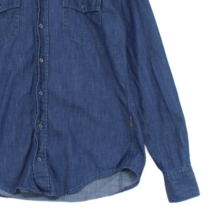 Mens Denim Shirt Long Sleeve Button Up