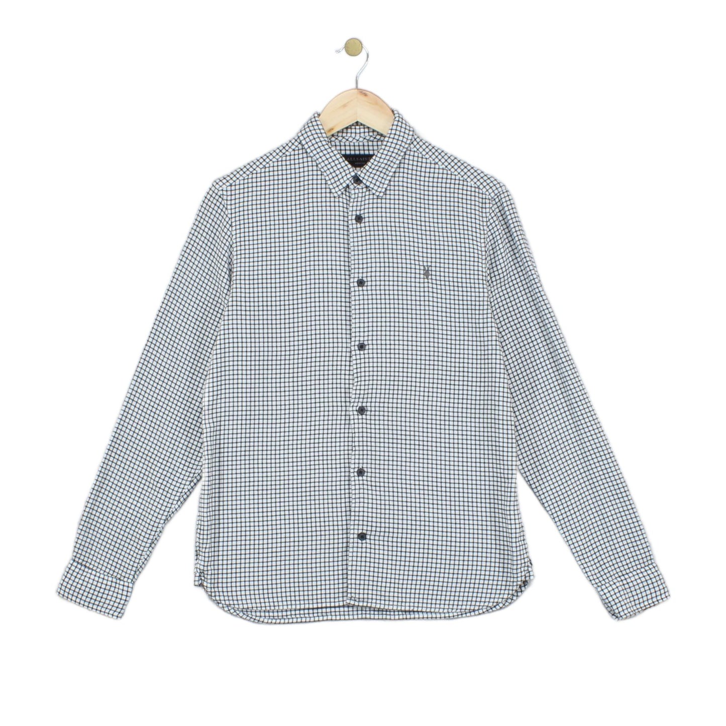Mens Shirt Check Button Up Long Sleeve
