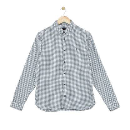 Mens Shirt Check Button Up Long Sleeve
