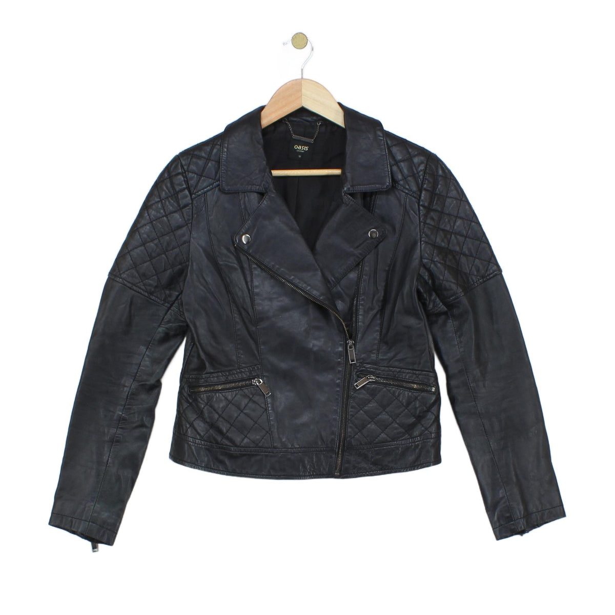 Womens Leather Jacket Full Zip Biker
