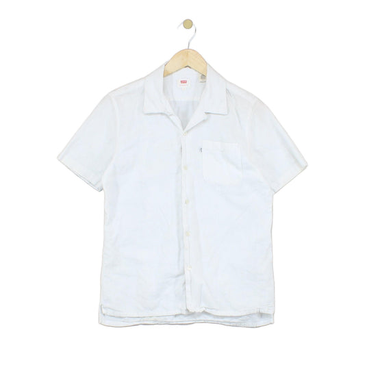 Mens Shirt Short Sleeve Button Up Summer Revere Collar