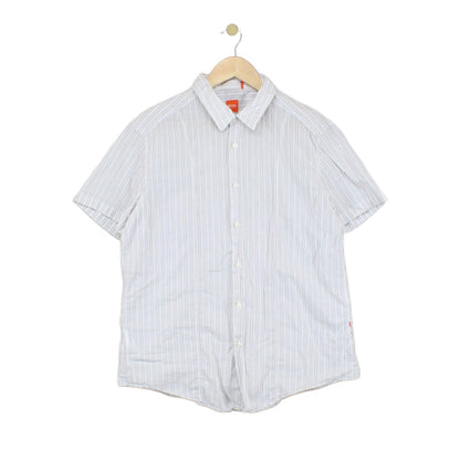 Mens Striped Shirt  Short Sleeve Button Up