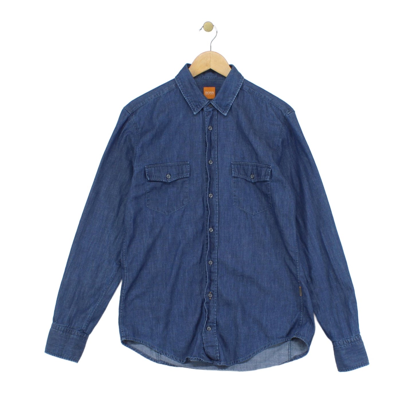 Mens Denim Shirt Long Sleeve Button Up