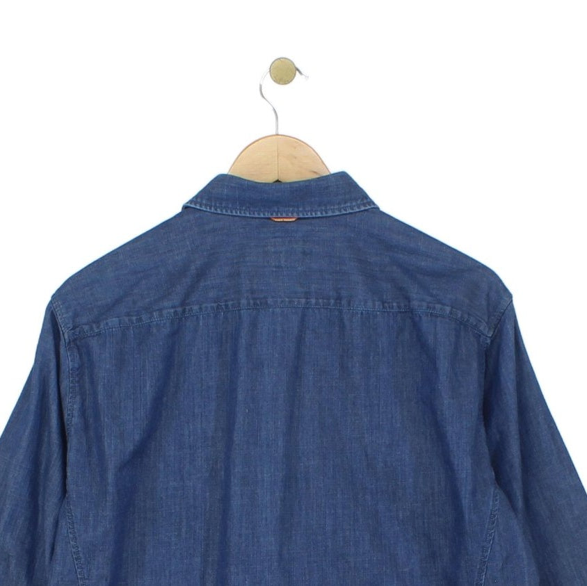 Mens Denim Shirt Long Sleeve Button Up