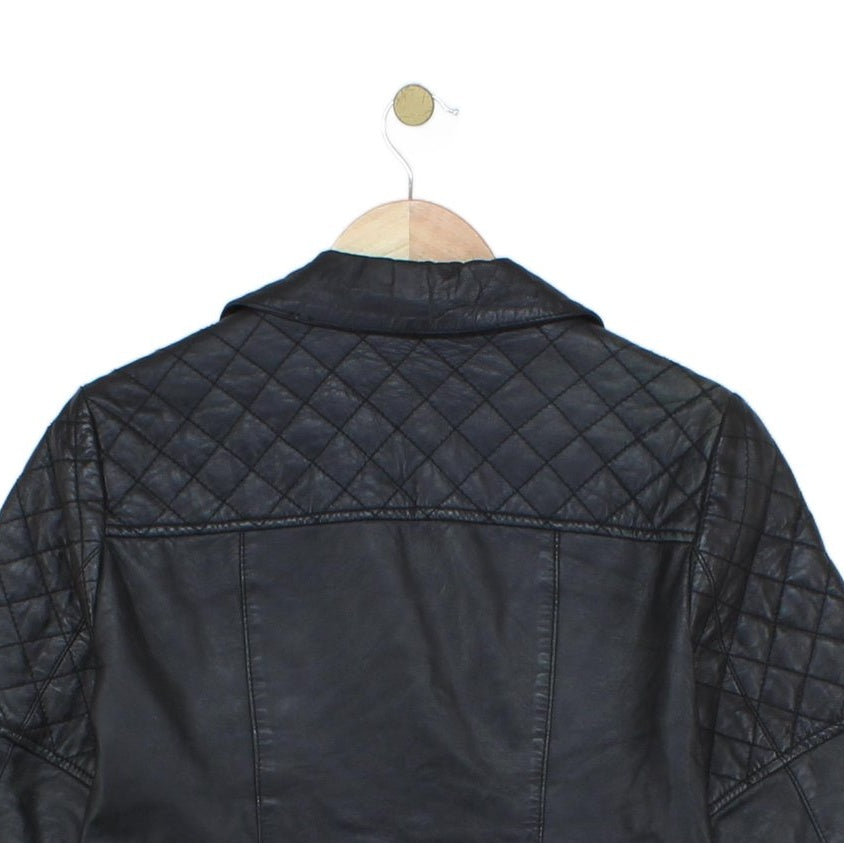 Womens Leather Jacket Full Zip Biker