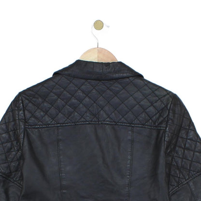 Womens Leather Jacket Full Zip Biker