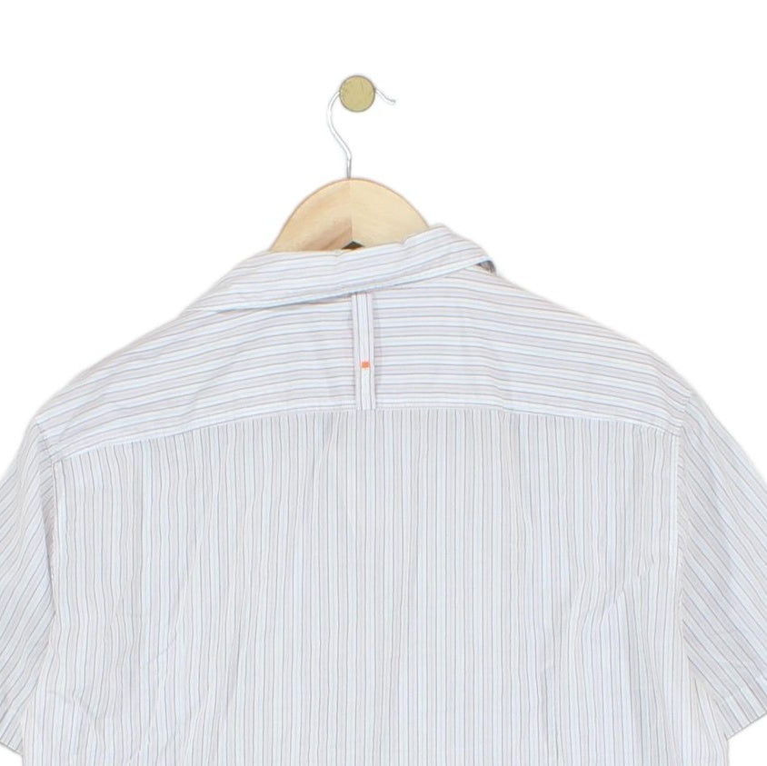 Mens Striped Shirt  Short Sleeve Button Up