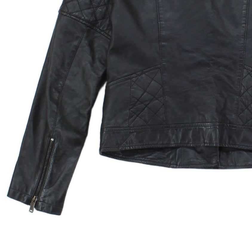 Womens Leather Jacket Full Zip Biker