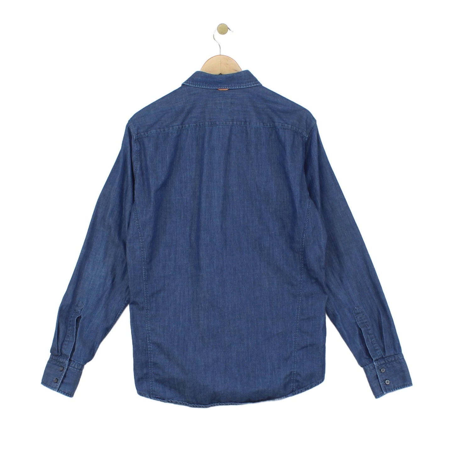 Mens Denim Shirt Long Sleeve Button Up