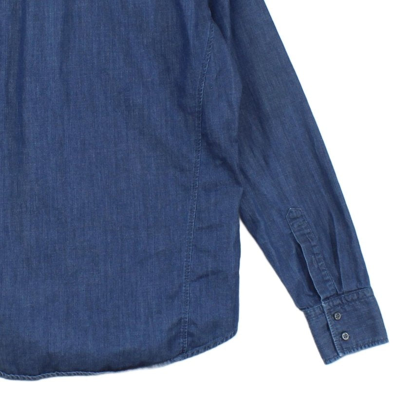 Mens Denim Shirt Long Sleeve Button Up