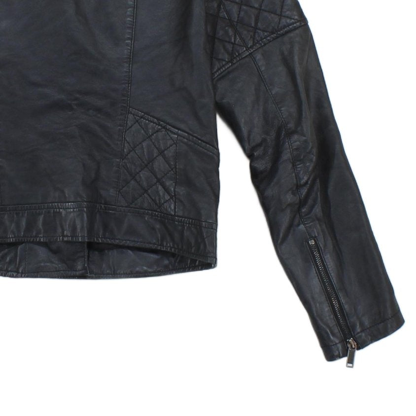 Womens Leather Jacket Full Zip Biker