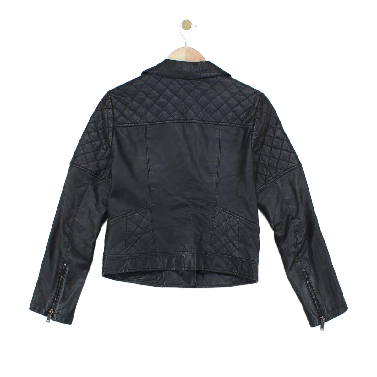 Womens Leather Jacket Full Zip Biker