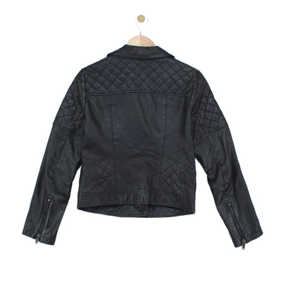 Womens Leather Jacket Full Zip Biker