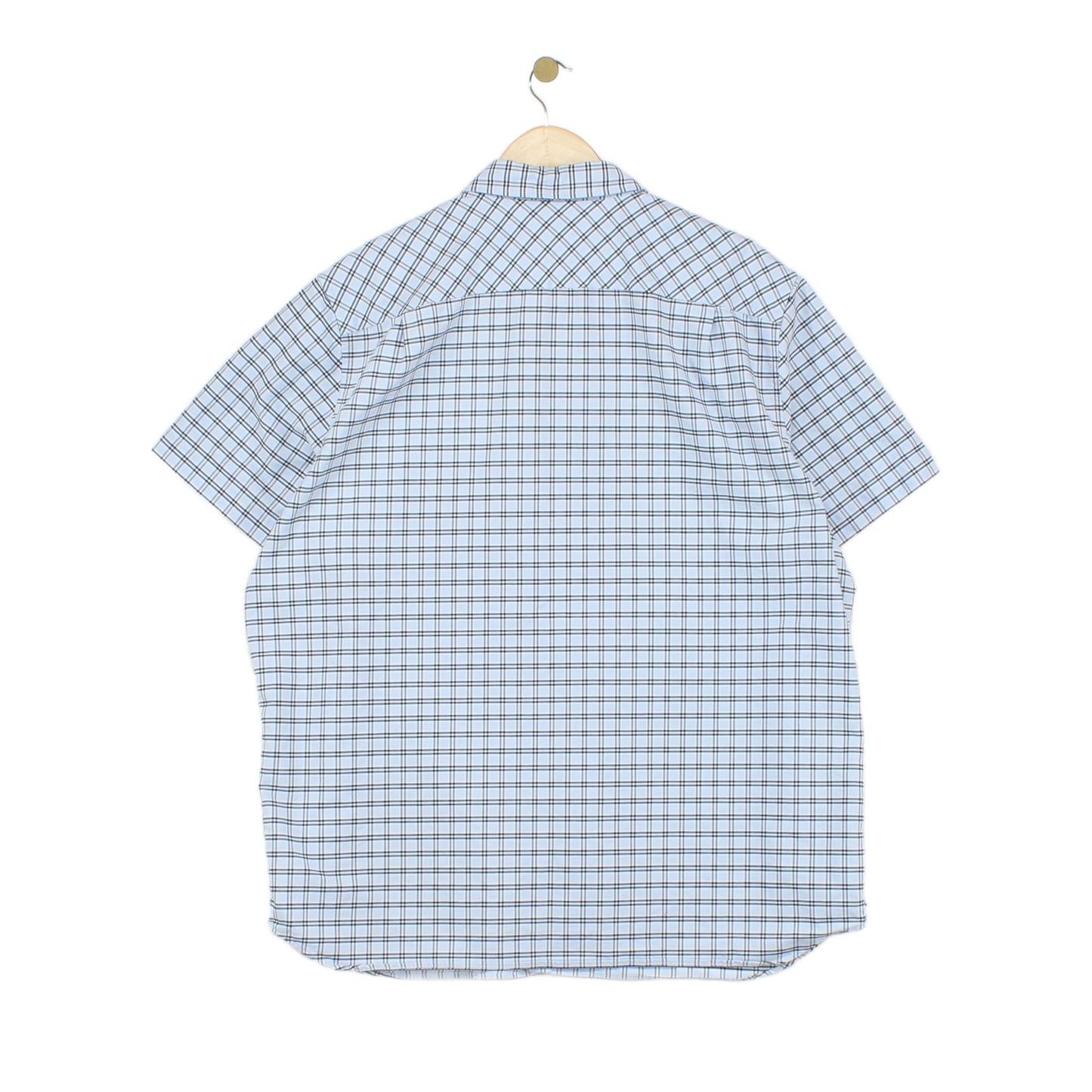 Mens Check Shirt Short Sleeve Button Up